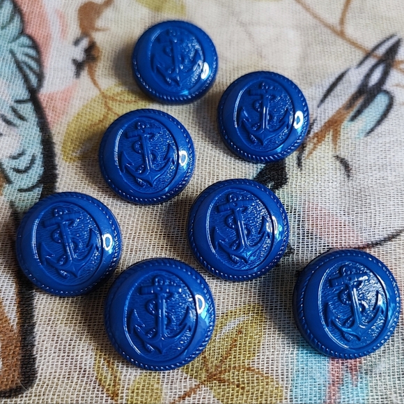 7 Vintage Coat Buttons Grey Iridescent Faux Abalone Acrylic Resin - Picture 8 of 9